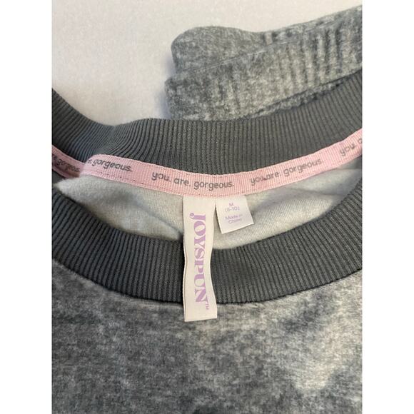 Woman's Joyspun Gray Long Sleeve Long Pants PJ Set - Medium Cozy Soft - Picture 5 of 6